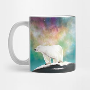 Polar Bear on a Rock in front of Northern Lights Mug